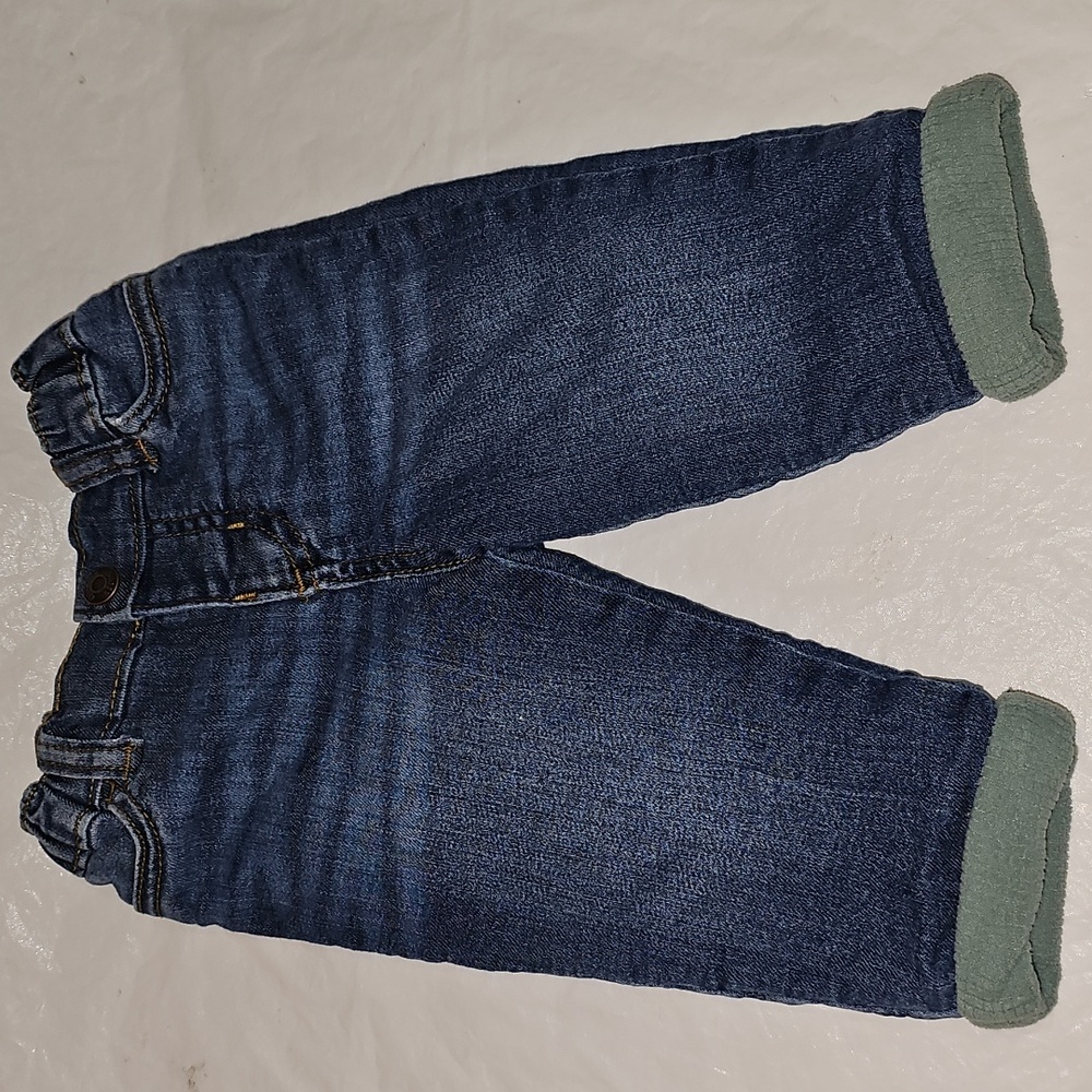 baby B'Gosh 6 Months Lined Cuffed Denim Blue Jeans Used